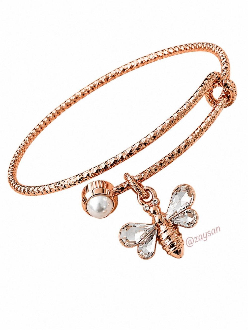 Pick 1! NIB Rose Gold Charm Bangle Bracelet - Bee 🐝 or Bar Charm - Picture 4 of 8